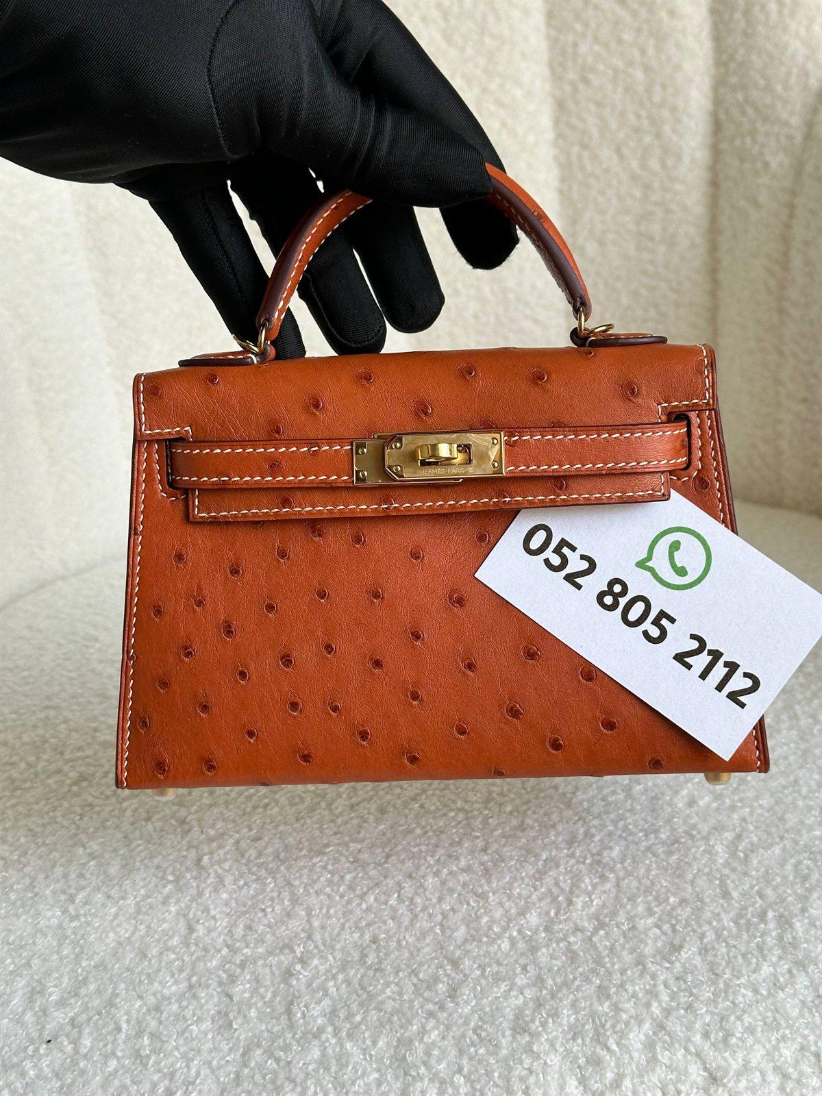 Hermès Kelly Mini in cognac ostrich