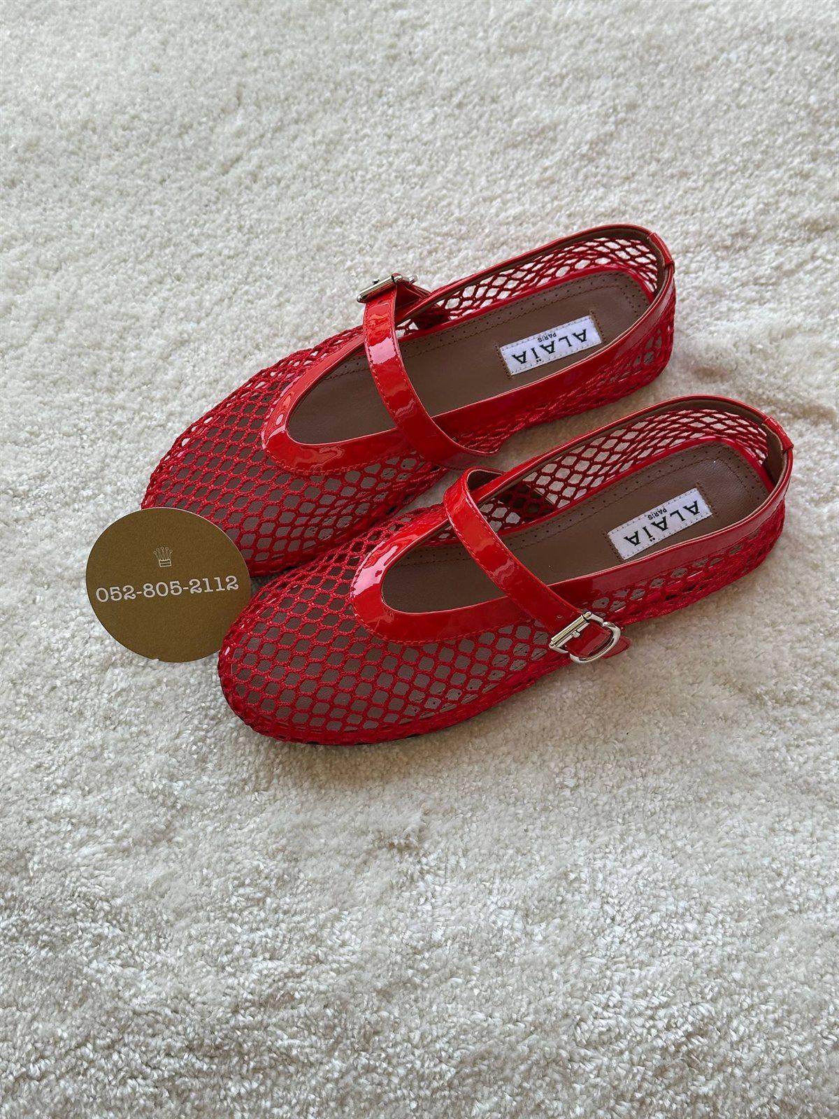 Alaïa mesh Mary Jane ballet flats in red