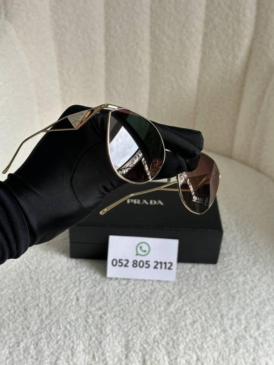 Prada Pilot Sunglasses in Gold & Brown
