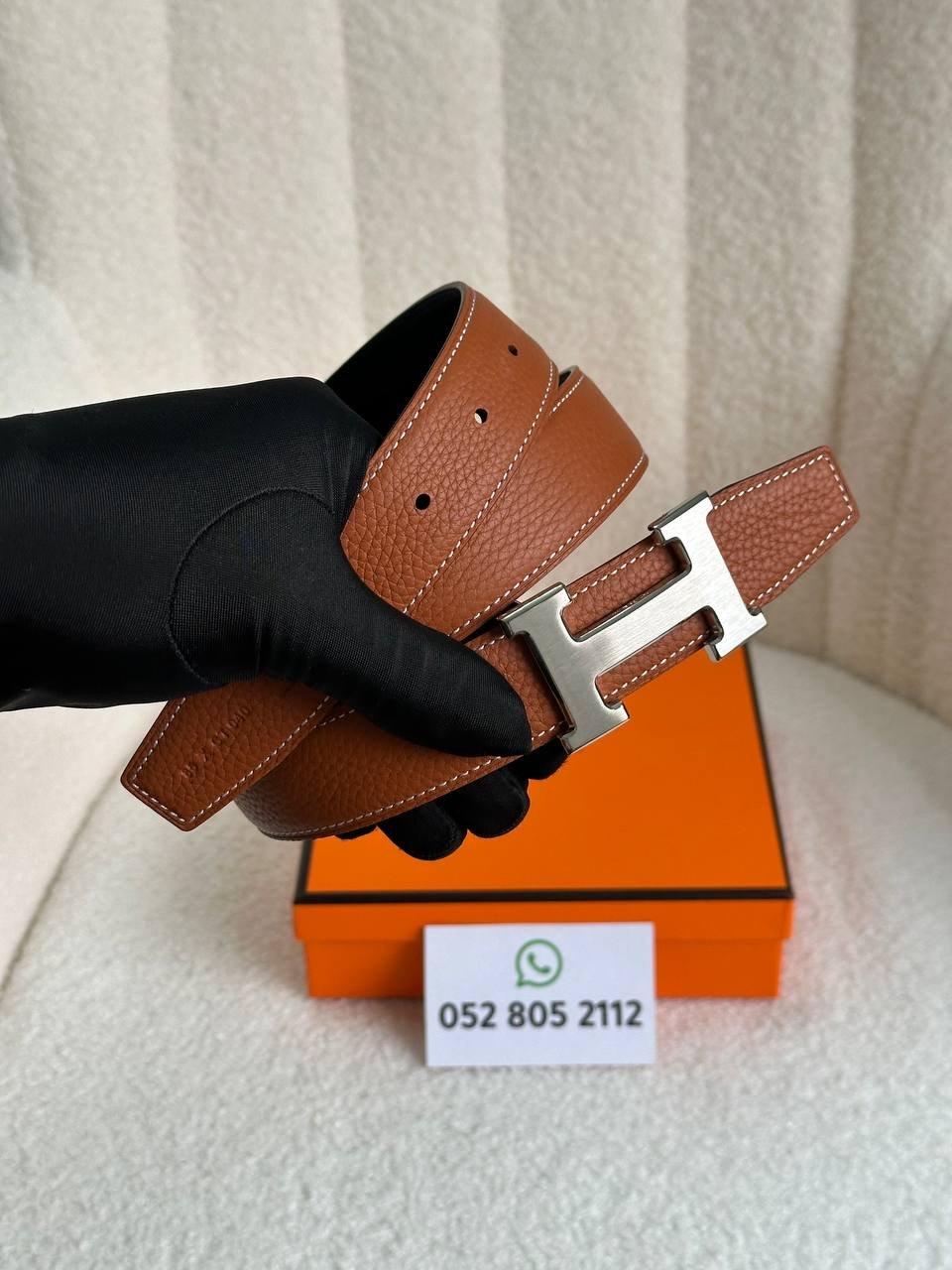 Hermès H Belt in Gold with Silver Buckle