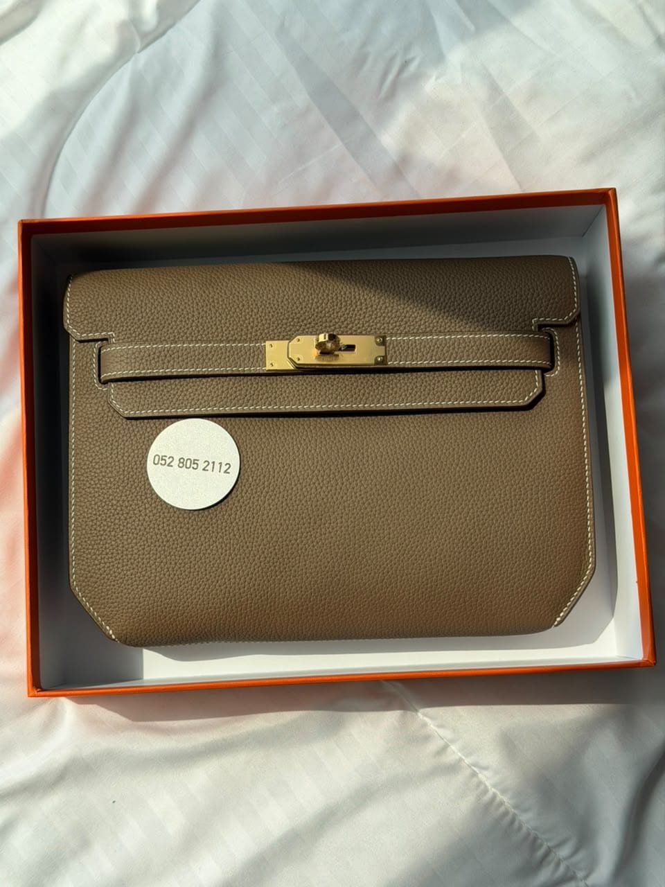 Hermès Kelly Depêches Pouch in Étoupe