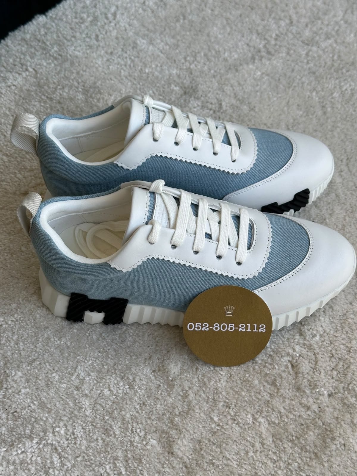 Hermès Bouncing Sneakers in Denim & White