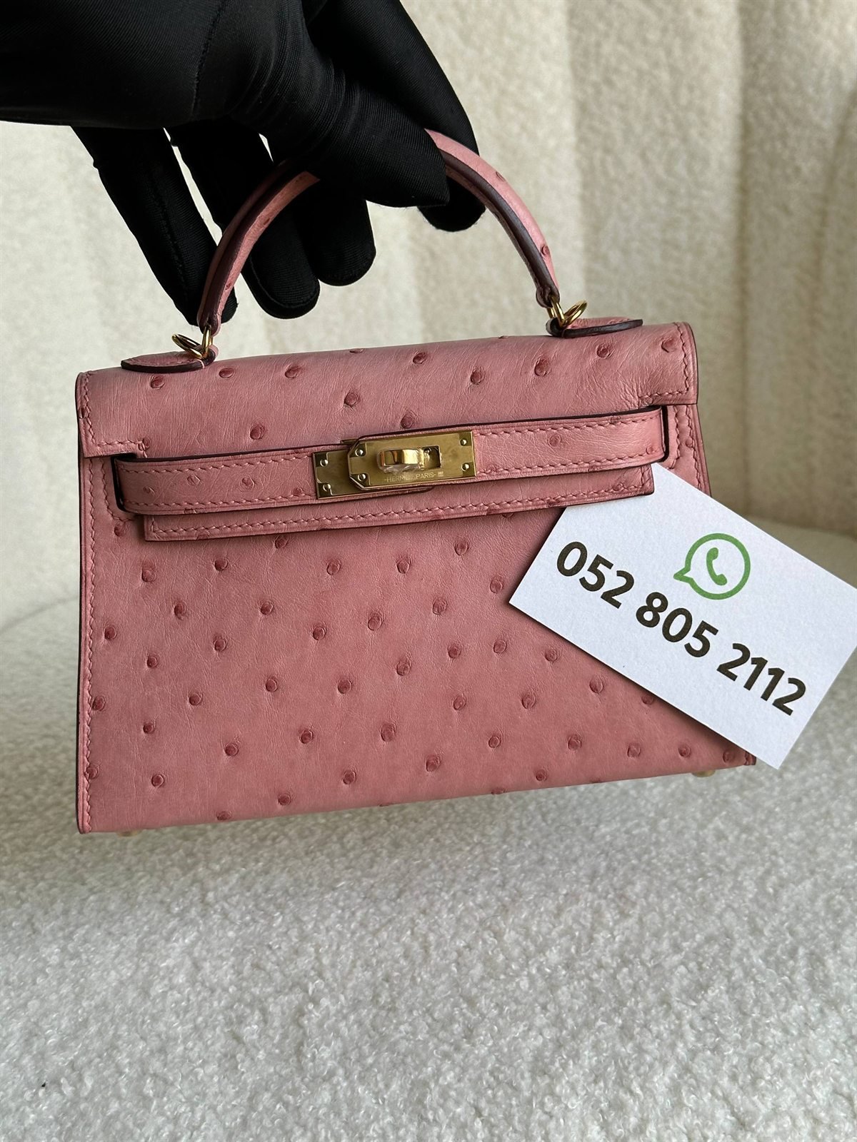 Hermès Kelly Mini in dusty rose ostrich