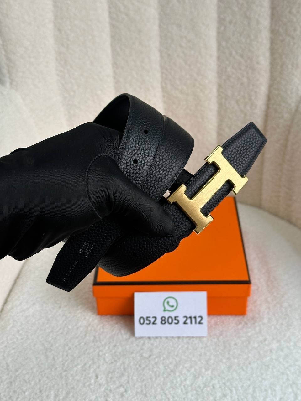 Hermès H Belt in Black with Gold Buckle