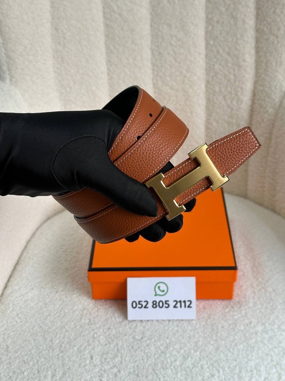 Hermès H Belt in Gold with Gold Buckle